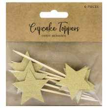 PartyDeco Cupcake Topper Sterne – Gold 6-teilig