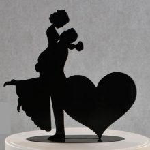 Modecor – Topper Brautpaar mit Herz aus Metal schwarz
