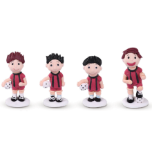 Dekorative Zuckerfiguren rot-schwarz 4erSet Fußballer