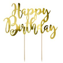 PartyDeco Cake Topper Happy Birthday – Gold