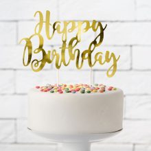 PartyDeco Cake Topper Happy Birthday – Gold