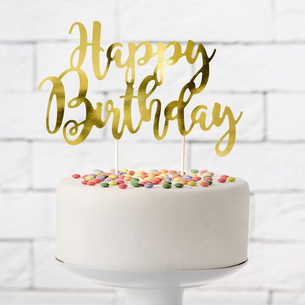 PartyDeco Cake Topper Happy Birthday - Gold – Bild 2