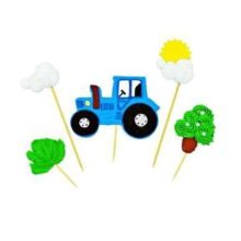 Zuckerdekoration 5er-Set – Traktor blau