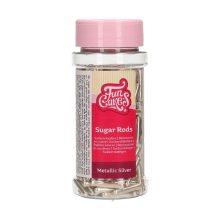 FunCakes Streudekor-Mix – Metallic Sugar Rods XL – Silber – 70g