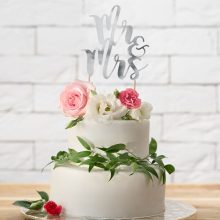 PartyDeco Cake Topper Mr & Mrs – Silber