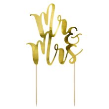 PartyDeco Cake Topper Mr & Mrs – Gold
