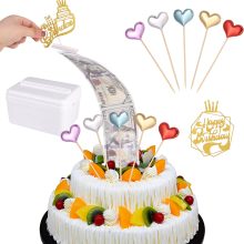„Geld aus Torte gezogen“ Torten-Dekor Box-Set – Herz