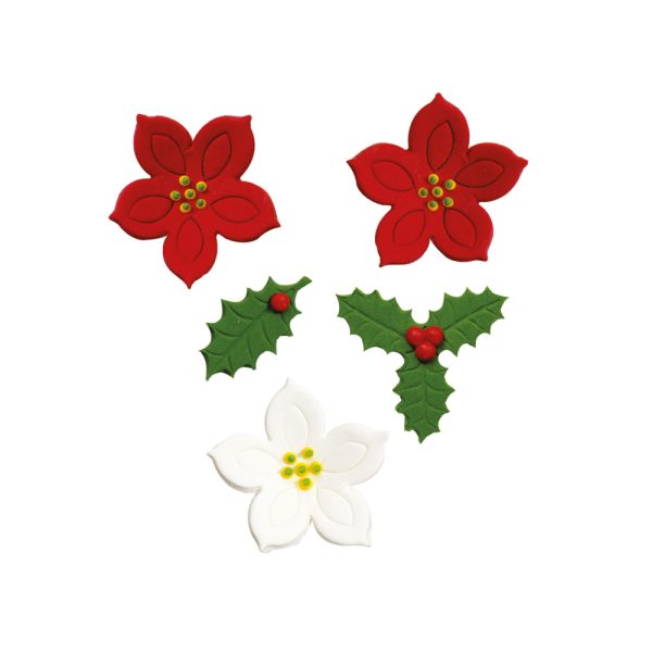 Decora Zuckerdekoration Weihnachtsstern und Stechpalme