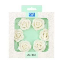 PME Zuckerdekoration Rosen Weiß 45mm 6er-Set